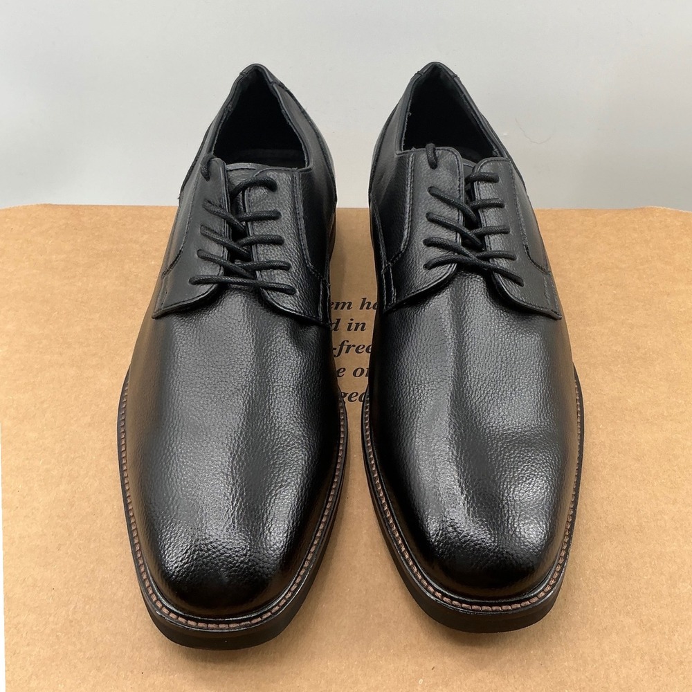 Abound Mens Black Pebbled Leather Derby Dress Shoes Lace Up Plain Toe Oxfords